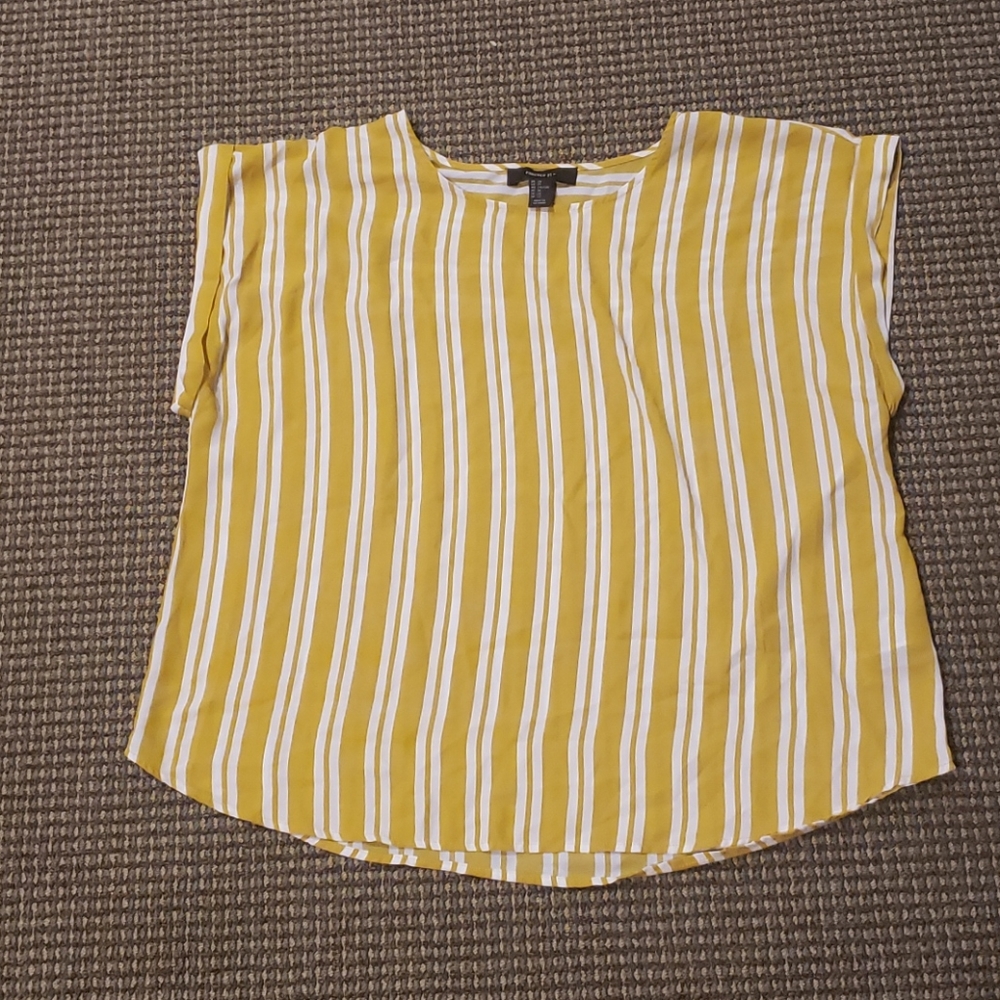 Yellow and White Striped Dress Shirt Plus